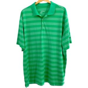 Nike Men’s Green & White Stripe Tour Performance Dri-Fit Golf Polo, Size XXL
